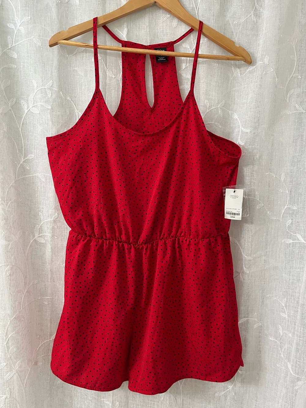 City S. Red Sleeveless Polka Dot Romper Size Large